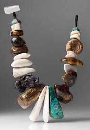 Monies Unique Amber Mammoth Malachite Ammonite Necklace Collier Fantaisie Creation Bijoux Bijoux Ethniques