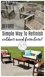 Refinish Outdoor Wood Furniture Easy With Stain Artsy Chicks Rule Outdoor Wood Furniture Wood Patio Furniture Refinishing Outdoor Furniture
