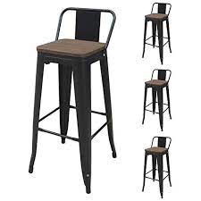 Aeon furniture timber counter height bar stool. Set Of 4 Metal Bar Stools With Wooden Seat 30 Inch Low Back Vintage Dining Chairs