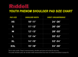 Riddell Youth Phenom Size Chart Png