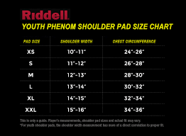 riddell youth phenom size chart png