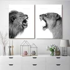 Original lion paintings african lions, lioness and cubs. 2 Pieces Canvas Painting Lion And Lioness Poster Animal Wall Art Print Picture Black White Woodlands For Living Room Home Decor Painting Calligraphy Aliexpress