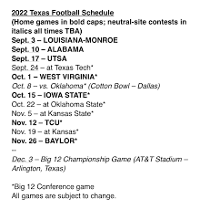 Chip Brown On Twitter: "#Texas #Longhorns' 2022 Football Schedule  Https://T.co/Imtmfzae78" / Twitter