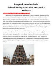 • tidak mempunyai pengasas dan tidak memiliki institusi agama yang. Mpu 3123 Group4 Pengaruh Tamadun India Pengaruh Tamadun India Dalam Kehidupan Seharian Masyarakat Malaysia Pengaruh Dalam Aspek Seni Bina Dalam Course Hero