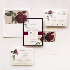 Ivory Burgundy Wedding Invitations Beacon Lane Floral Wedding Invitations Burgundy Wedding Invitations Wedding Invitation Design