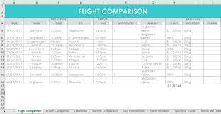 How I Use Excel To Organize All My Travel Plans Research Itinerary Hotel Tours Bookings Packing List Etc All About Planners Travel Planner Template Trip Planning Flight Comparison