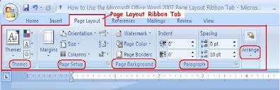How To Use The Microsoft Office Word 2007 Page Layout Ribbon Tab Microsoft Office Word Office Word Page Layout