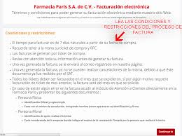 Lea cuidadosamente las instrucciones para facturar su ticket de compra, al finalizar las instrucciones encontrará el enlace de acceso al sistema de facturación. Farmacia Paris Facturacion Facturar Ticket Descargar Xml