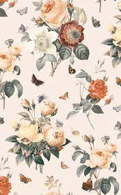All of these flower background images and vectors have high resolution and can be used as banners, posters or wallpapers. Cream Orange Vintage Floral Butterfly Wallpaper Mural Hovia In 2021 Vintage Floral Wallpapers Vintage Flowers Wallpaper Floral Wallpaper Iphone