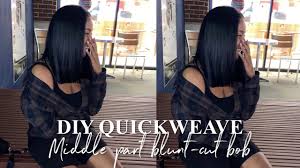 A short inverted cut with a side part is one of the most flattering and stylish bob haircuts for black women with thick, straight hair. How To Middle Part Quick Weave Blunt Cut Bob Undetectable Jenise Youtube