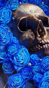 Gothic Black And Blue Roses The Garden Of Blue Roses Michael Barsa 9781630230616 Image 5 Skull Wallpaper Skulls Drawing Evil Skull Tattoo