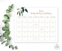 Greenery Baby Due Date Calendar Game Sign Printable Baby Etsy In 2020 Baby Due Date Calendar Baby Due Date Due Date Calendar