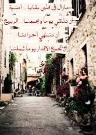 بقايا أمنية مازال في قلبي بقايا أمنية أن نلتقي يوما ويجمعنا الربيع أن تنتهي أحزاننا أن تجمع الأقدار يوما شملنا فأنا ببعد Arabic Words Words Love Quotes