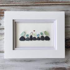 I Love All The Colours In This Piece Which Was A Custom Order For A Special Family I Also Love That My Very Th Pebble Art Beach Glass Crafts Beach Glass