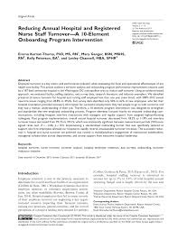 Pdf Reducing Annual Hospital And Registered Nurse Staff Turnover A 10 Element Onboarding Program Intervention