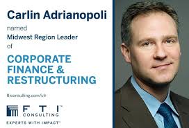 Congratulations to #restructuring expert Carlin Adrianopoli who was  recently named Midwest Region Leader for FTI Consulting's Corporate Finance  & Restructuring segment. http://bit.ly/2DQQhZS