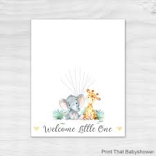 Baby Shower Fingerprint Guest Book Elephant Baby Shower Etsy Baby Shower Fingerprint Fingerprint Guestbook Elephant And Giraffe Baby Shower