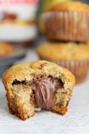 Nutella Stuffed Banana Muffins Recipe Banana Muffins Desserts Moist Banana Muffins