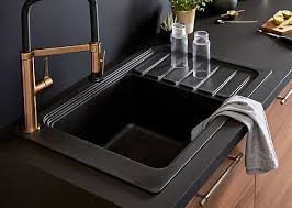 Evier En Granit Noir 1 Bac A Encastrer Goodhome Romesco Egouttoir Castorama