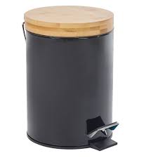 Soldes 2020 Poubelle Salle De Bain Noire Avec Couvercle Bambou Poubelle De Salle De Bain Accessoires De Salle De Bain Et Wc Decoration Gifi Poubelle Salle