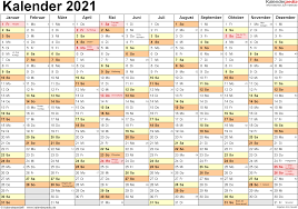 Übersichtlicher jahreskalender von 2021, die daten werden pro monat gezeigt einschließlich der kalenderwochen. Kalender 2021 Zum Ausdrucken Als Pdf 19 Vorlagen Kostenlos