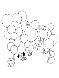 All cartoon characters from the famous group bts. Boston Army On Twitter Need A Little Pick Me Up Catch This Bt21 Coloring Page Before It Floats Away Find All Our Coloring Pages Bts Word Search Puzzles At Https T Co Tapfb5jycl Stay Tuned For