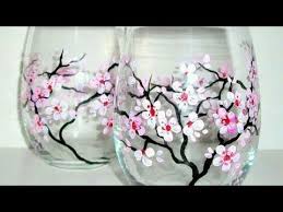 سلسلة الرسم على الاكواب بألوان الاكريليك الشكل الثالث زهرة الساكورا اليابانية youtube diy craft tutorials stemless wine glass crafts