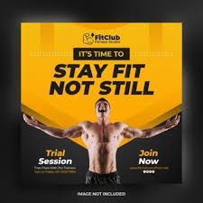 Creative Strong Fitness And Gym Square Banner Flyer Template Gym Banner Flyer Template Flyer