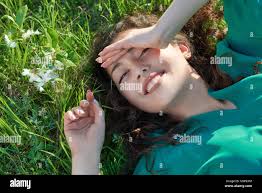 beautiful girl lying