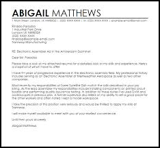 Electronic Assembler Cover Letter Sample Cover Letter Templates Examples
