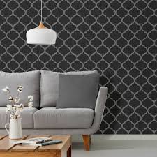 1920x1080 black and silver metallic wallpaper. Debona Crystal Trellis Geometric Glitter Metallic Wallpaper Black Silver 8895