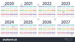 Calendrier Des Rentes 2023 Calendrier 2021, 2022, 2023, 2024, 2025, : Image Vectorielle De Stock  (Libre De Droits) 1711856200