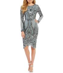 Betsy Adam Long Sleeve Sequin Midi Dress Dresses Long Sleeve Sequin Clothes For Women