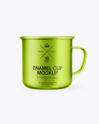 Download Metallic Enamel Cup Mockup In Cup Bowl Mockups On Yellow Images Object Mockups