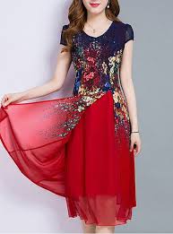 Women S Plus Size Going Out Chiffon Dress Floral Layered Print Summer Red Royal Blue Xxxl Xxxxl Xxxxxl 20 Women Cheap Dresses Chiffon Dress Plus Size Dresses
