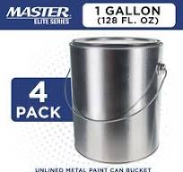 1 Gallon Unlined Empty Metal Paint Can Bucket with Lids, Bail Handles, Pack  of 4 - Triple Tight Seal, 128 fl. oz. Steel Coating Storage Container Tin  ...