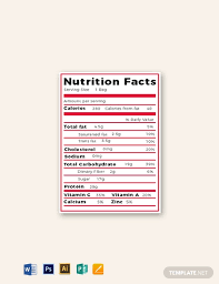 Nutrition facts label is a popular label that appears on most packaged food in many countries including us. Nutrition Facts Label Template Word Doc Psd Apple Mac Pages Illustrator Publisher