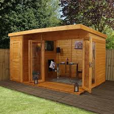 12x8 Garden Room With Side Shed Summer House Garden Summer House Design Contemporary Garden Rooms