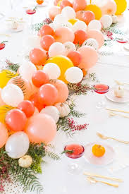 Orange White Yellow Balloons Greenery Table Runner Simple Centerpieces Wine Glasses Pumpkins In 2020 Table Decorations Simple Table Decorations Diy Decor
