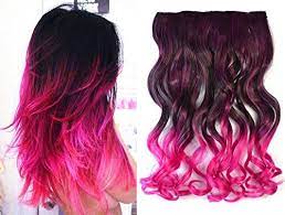Dark Brown To Hot Pink Two Colors Ombre Hair Extensions Synthetic Hair Clips In Extensions Uf584 This Ombre Hair Extensions Hair Color Pink Hair Extensions