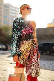 Sparkle Shine Colorful Sequin Dress Worn As A Top Holiday Party Outfit Idea Spring Outfits Women Casual Fashion Fashion Clothes Women