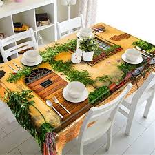 Kkll 3d Tablecloth Vine Small Courtyard Visual Space Digital Printing Tasteless Dust Proof Table Top Cover Wedding Party Deco Table Top Decor Table Cloth Table