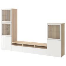 Besta Tv Komb Mit Vitrinenturen Eicheneff Wlas Selsviken Hochglanz Klarglas Weiss 300x42x193 Cm Hier Erhaltlich Ikea Osterreich In 2020 Vitrine Ikea Hochglanz