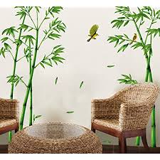 Finden sie hier bambusteppiche von bekannten marken wie ridder, casa pura, idesign, hankey, vidaxl, relaxdays, wenko, kleine wolke holzmatte bambus. Ufengke Gruner Bambus Und Der Vogel Wandsticker Wohnzimmer Schlafzimmer Entfernbare Fenstersticker Wandtattoos Wandbilder Amazon De Baumarkt