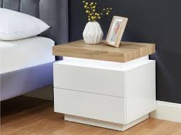 table de chevet 2 tiroirs en mdf laque blanc et chene halo ii table de chevet table de chevet blanche chevet
