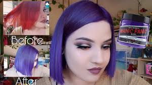 It lasts a few weeks, i believe, and even longer if you use their amplified formula. Dying My Hair Purple Using Ultra Violet From Manic Panic From Orange Hair To Purple Youtube