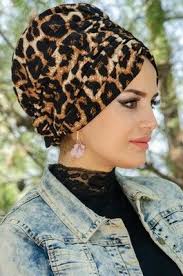 Aise Tesettur Leopar Desenli Hazir Turban 1 Fashion Headbands