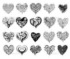 Set Of 20 Tattoo Hearts Vector Image Heart Tattoo Tattoos Mandala Tattoo