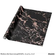 Black And Gold Marble Modern Chic Faux Rose Gold Foil Black Marble Wrapping Paper Zazzle Com Marble Wrapping Paper Rose Gold Marble Gold Marble