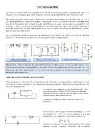 Un circuito mixto es un circuito eléctrico que tiene una combinación de elementos tanto en serie como en paralelos. Circuitos Electricos Resistencia Electrica Y Conductancia Corriente Electrica